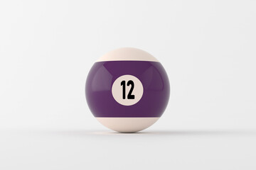 Number twelve pool ball resting on white surface