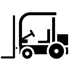 Forklift Icon, Black And White Glyph Icon Symbol