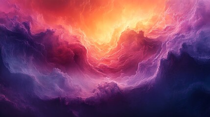 Obraz premium Abstract Cosmic Cloudscape Vivid Hues Of Purple Orange And Pink