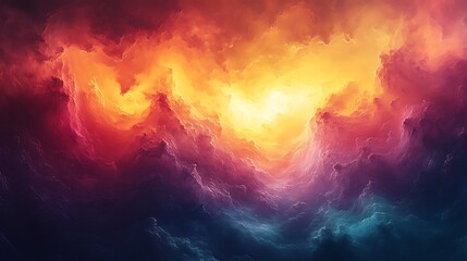 Naklejka premium Vivid Colorful Cloudscape Abstract Art Painting