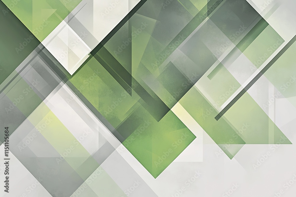 Poster abstract geometric vector with overlapping transparent triangles in shades of green and gray