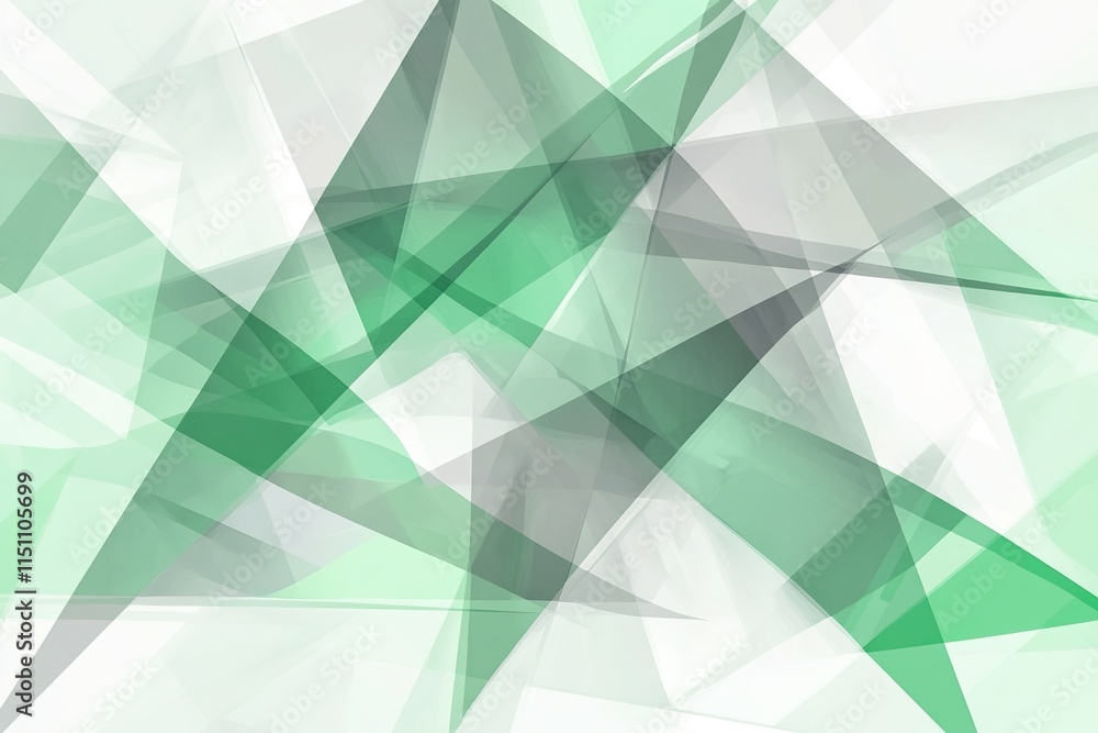 Poster abstract geometric vector with overlapping transparent triangles in shades of green and gray