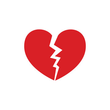 Silhouette heart broken sad separation illustration