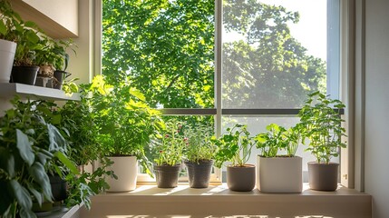 clean and serene balcony garden attached to sustainable apartment with soft natural light