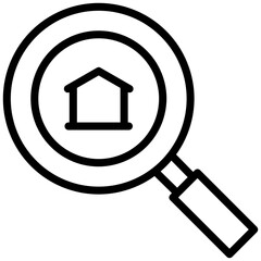 Search Home Icon, Black And White Outline Icon Symbol