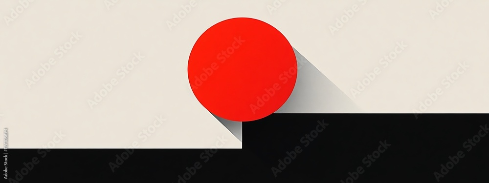 Poster red circle with long shadow.