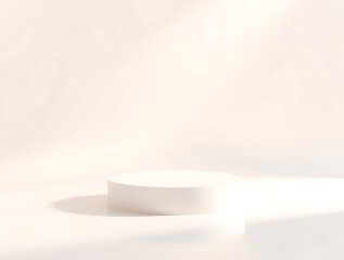Minimalist product display backdrop with simple podium and soft lighting