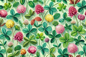 Seamless Clover Pattern for Textiles, Design, Backgrounds