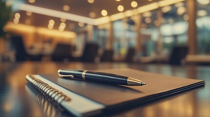 Elegant Black Pen on Notebook in Modern Office Setting