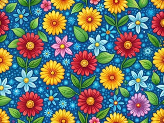 Seamless Floral Pattern, Rule of Thirds, Hand Drawn Flowers, AI Art, Background Design