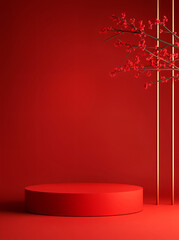 Red simple festive product display platform