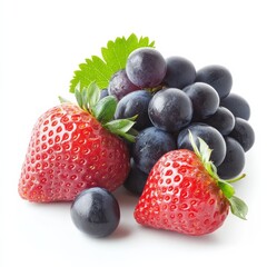 Strawberries and grapes isolated on white