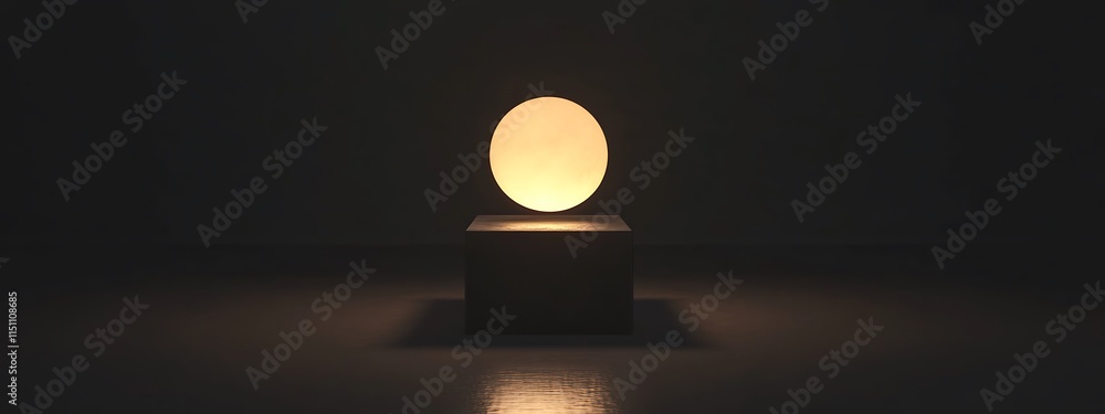Poster Lit sphere on dark block.