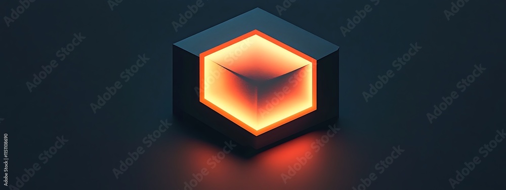Poster Glowing cube with an inner light source.