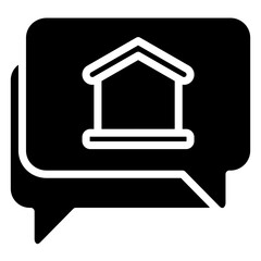 Real Estate Consultation Icon, Black And White Glyph Icon Symbol
