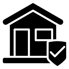 Home Protection Icon, Black And White Glyph Icon Symbol