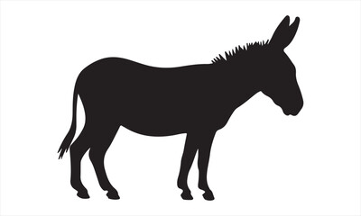 Donkey silhouette vector art on white background 
