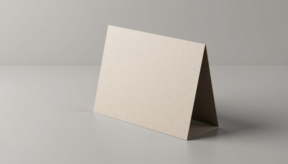 Folded card mockup in neutral color on a minimalistic background for greeting design concept