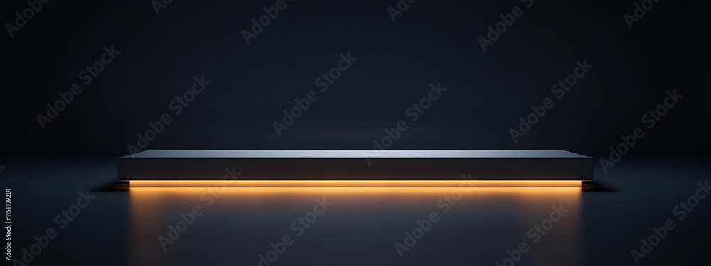 Poster dark platform with glowing edge.
