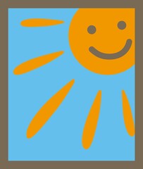 窓から太陽が顔をのぞかせているイラスト