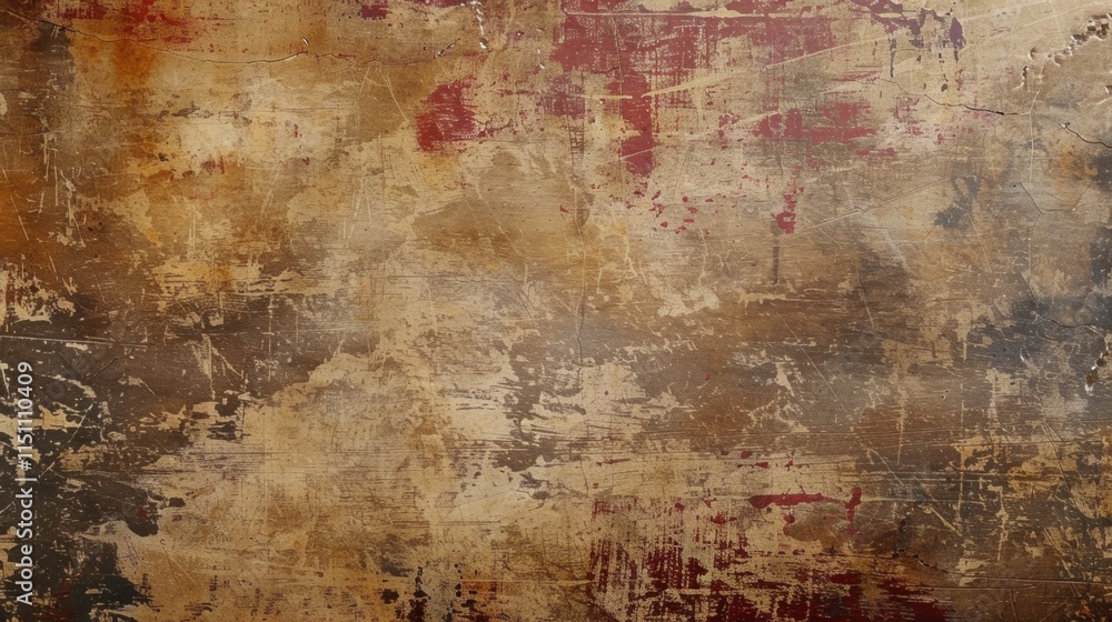 Poster a textured background showcasing earthy tones with hints of red, creating a rustic and vintage feel.