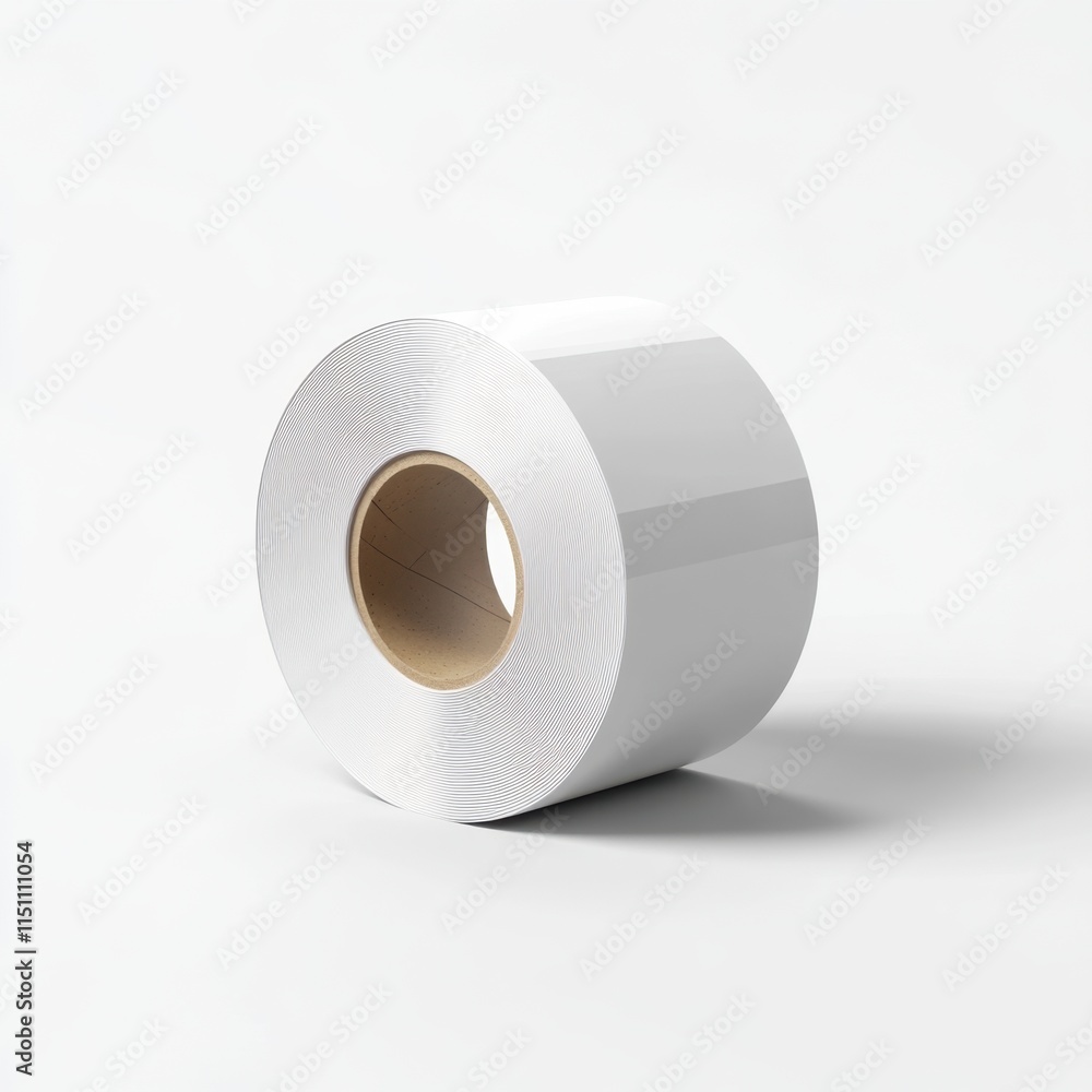 Poster a white roll of tape sits on a clean surface, showcasing its smooth texture and simple design.