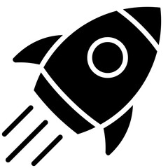 Rocket Icon, Black And White Glyph Icon Symbol