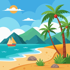 tropical island with palm trees