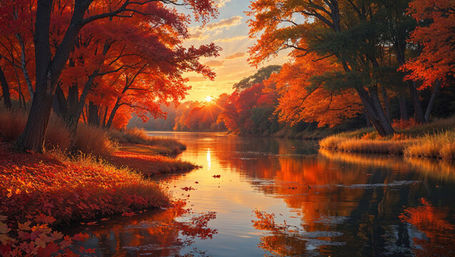 Autumn fall background with golden leaves and orange tones nature seasonal scene with vibrant foliage autumnal landscape perfect for invitations posters banners thanksgiving and cozy designs