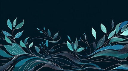 Blue leaves & waves.