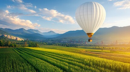 Fototapeta premium Hot Air Balloon Over Cappadocia Landscape at Sunrise