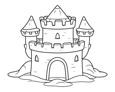 recommend clip art: sand castle bucket coloring page vector illustration