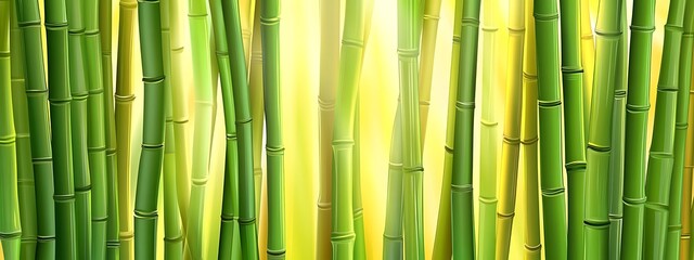 Fototapeta premium Green bamboo forest with sunny background.