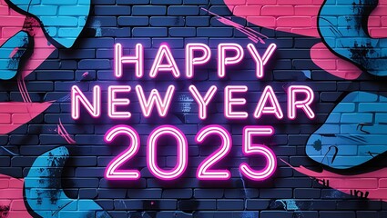 Happy New Year Two Thousand Twenty Five Neon Sign