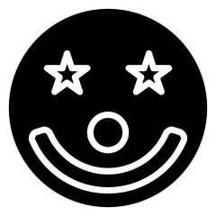 Clown Glyph Icon, Black And White Glyph Icon Symbol