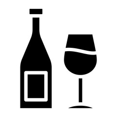 Wine Glyph Icon, Black And White Glyph Icon Symbol
