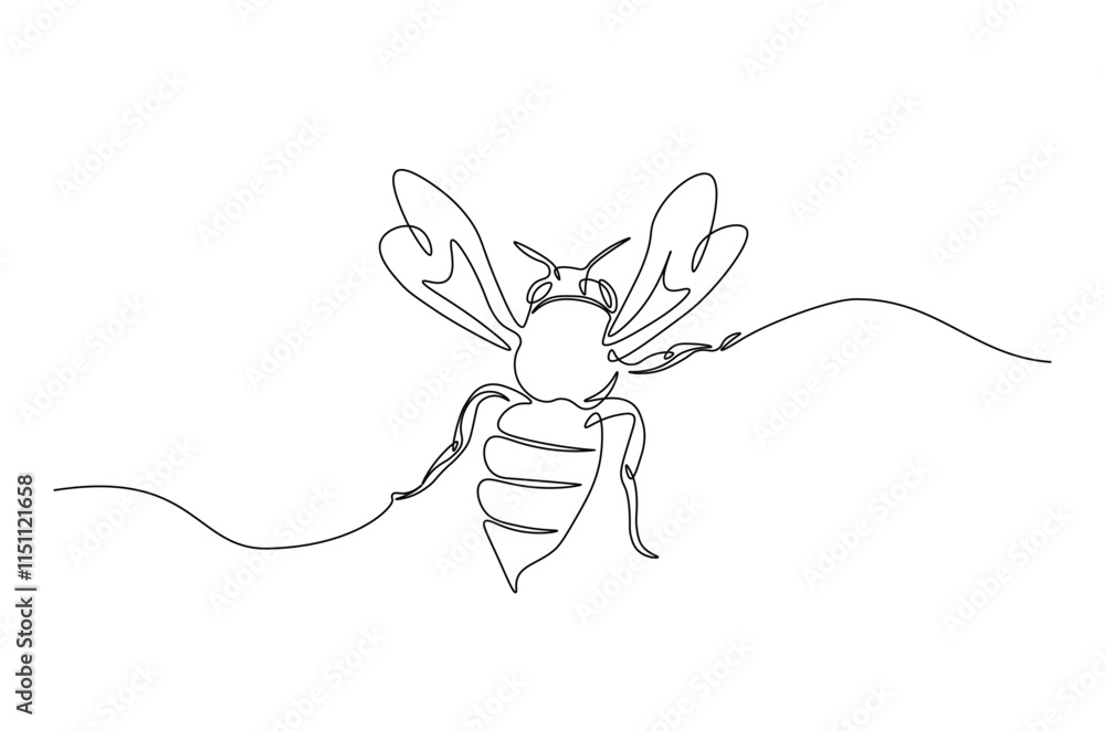 Aufkleber honey bee continuous one line drawing. honeybee insect single line art illustration. editable vector