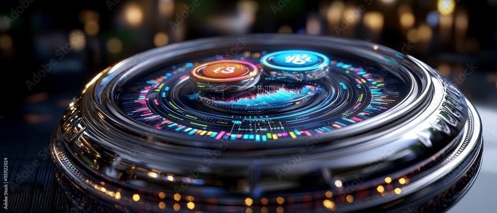 Poster futuristic financial dashboard 3d charts graphs data visualization