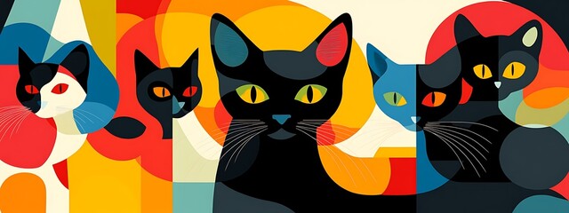 Naklejka premium Colorful abstract cats portrait.