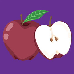 apple tropical fresh exotic fruit flat design