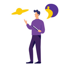 Modern Flat Design Character with Astronomical Elements