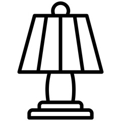 Table Lamp icon, Black And White Outline Icon Symbol