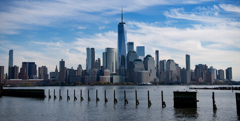 Fototapeta premium New York, United States. Panorama view of New York city skyline in Midtown Manhattan. USA, NYC, NY, Manhattan. American big city. Lower Manhattan skyline.