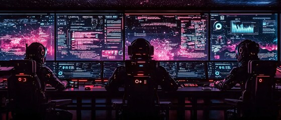 Futuristic Command Center with Data Visualization