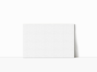 Blank horizontal canvas mockup on wall, Poster Mockup on White Background