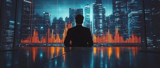 Business Data Analysis in Urban Skyline at Night