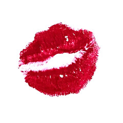 Realistic kiss marks with red lipstick isolated on a white background. Lips icons