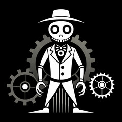 Steampunk Scarecrow with Gears and Cogs A Mechanical Field Sentinel