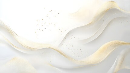 Abstract White Gold Waves with Scattered Glitter