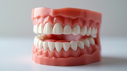 Obraz premium Model of Ideal Human White Teeth and Healthy Gums for Dental Education and Care